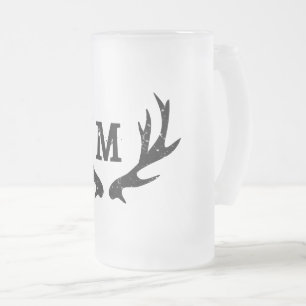 Vintage hert antler monogram glas mok gift