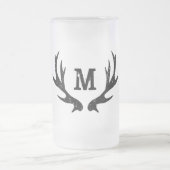 Vintage hert antler monogram glas mok gift (Center)