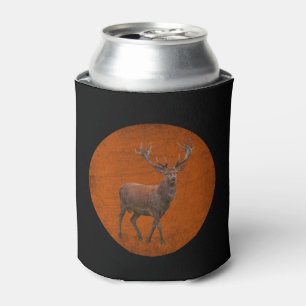 vintage hert in oranje natuur blikjeskoeler