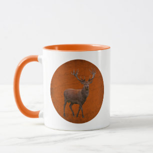 vintage hert in oranje natuur mok