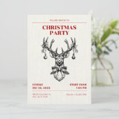 Vintage hert met kerstversiering kaart (Staand voorkant)