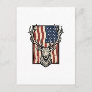 Vintage Herten Amerikaanse Vlag Jachtshirt Ontwerp Briefkaart