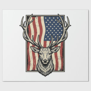 Vintage Herten Amerikaanse Vlag Jachtshirt Ontwerp Cadeaupapier