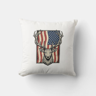 Vintage Herten Amerikaanse Vlag Jachtshirt Ontwerp Kussen