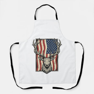 Vintage Herten Amerikaanse Vlag Jachtshirt Ontwerp Schort