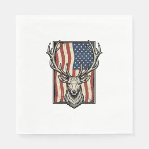 Vintage Herten Amerikaanse Vlag Jachtshirt Ontwerp Servet