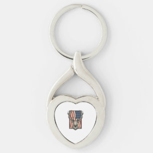 Vintage Herten Amerikaanse Vlag Jachtshirt Ontwerp Sleutelhanger