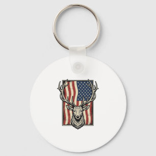 Vintage Herten Amerikaanse Vlag Jachtshirt Ontwerp Sleutelhanger