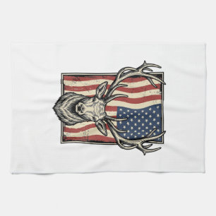 Vintage Herten Amerikaanse Vlag Jachtshirt Ontwerp Theedoek
