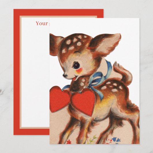 vintage herten feestdagenkaart (Voorkant / Achterkant)