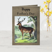 Vintage hertenbok Vaderdagkaart van kinderen  Kaart (Gele Bloem)