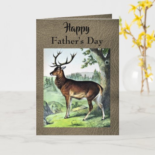 Vintage hertenbok Vaderdagkaart van kinderen  Kaart (Gele Bloem)