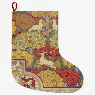 Vintage Hertenbos Patroon in Saliegroen Grote Kerstsok