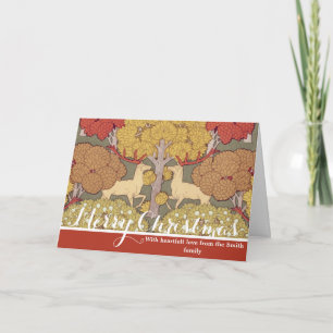 Vintage Hertenbos Sagegroen Patroon Feestdagen Kaart