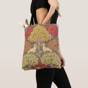 Vintage Hertenbos Sagegroen Patroon Tote Bag