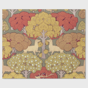Vintage hertenbos saliegroen patroon cadeaupapier