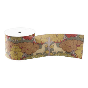 Vintage hertenbos saliegroen patroon grosgrain lint