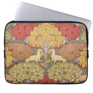 Vintage hertenbos saliegroen patroon laptop sleeve