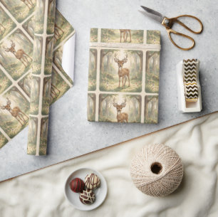 Vintage hertje in het bos cadeaupapier