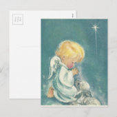 Vintage het Bidden van Kerstmis Engel Feestdagenkaart (Voorkant / Achterkant)