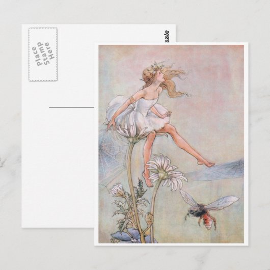 Vintage Het Briefkaart van de bijenfamilie (Voorkant / Achterkant)