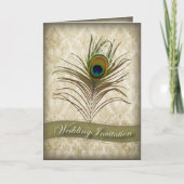 Vintage het huwelijksuitnodiging van de damastpauw (Voorkant)