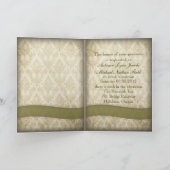 Vintage het huwelijksuitnodiging van de damastpauw (Binnen)