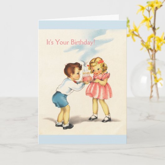 Vintage - het is Uw Verjaardag! , Kaart (Gele Bloem)