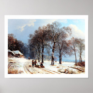 Vintage het Schilderen van de Scène van de winter Poster