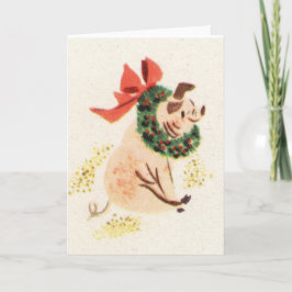 Vintage het varkenswenskaarten van stijlKerstmis Feestdagen Kaart