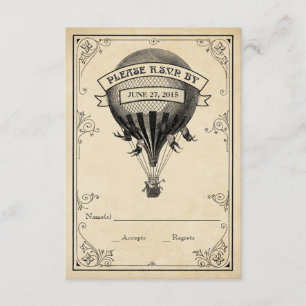 Vintage heteluchtballon-huwelijk RSVP Kaartje