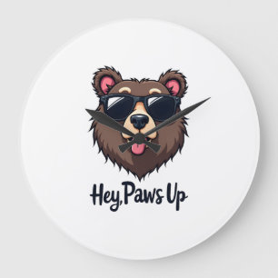 Vintage Hey Paws Up Beer met Zonnebril Grappige Ho Grote Klok