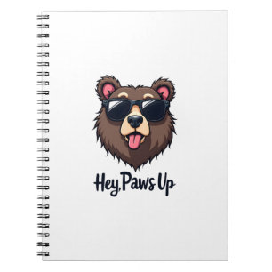 Vintage Hey Paws Up Beer met Zonnebril Grappige Ho Notitieboek