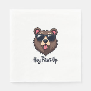 Vintage Hey Paws Up Beer met Zonnebril Grappige Ho Servet