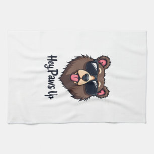 Vintage Hey Paws Up Beer met Zonnebril Grappige Ho Theedoek