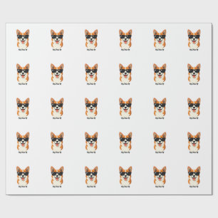 Vintage Hey, Paws Up Corgi met zonnebril Cute Do Cadeaupapier