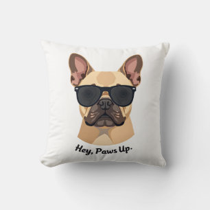 Vintage Hey, Paws Up Franse Bulldog Zonnebril Gra Kussen