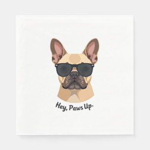 Vintage Hey, Paws Up Franse Bulldog Zonnebril Gra Servet