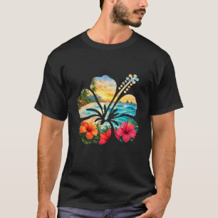 Vintage Hibiscus Bloem Strand Zomer Aloha Hawaï T-shirt