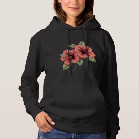 Vintage Hibiscus dames hoodie (Voorkant)