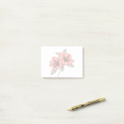 Vintage Hibiscus Post-it® Notes (Op bureau)