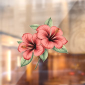 Vintage Hibiscus Raamsticker (Vel 2)