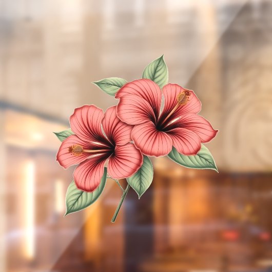Vintage Hibiscus Raamsticker (Vel 2)