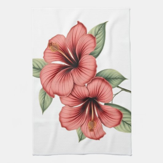 Vintage Hibiscus Theedoek (Verticaal)