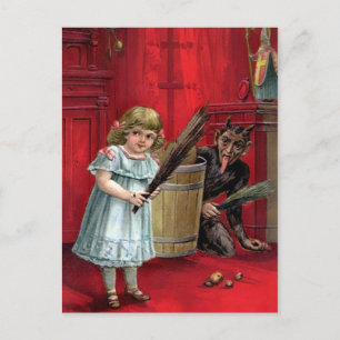 Vintage Hiding Krampus Briefkaart