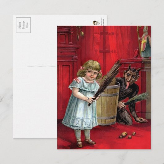 Vintage Hiding Krampus Briefkaart (Voorkant / Achterkant)