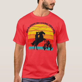 Vintage hier komt de cowboy weg. t-shirt