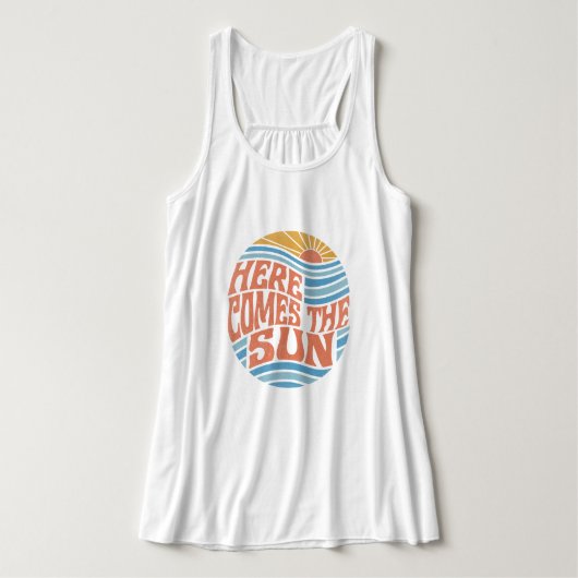 Vintage hier komt de zon aan tanktop (Design voorkant)