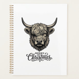 Vintage Highland Koe Merry Christmas T-shirt_1 Planner
