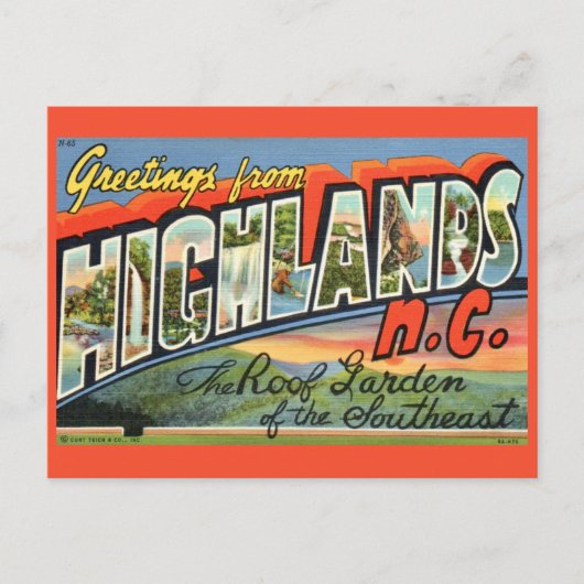Vintage Highlands NC ansichtkaart Briefkaart (Voorkant)